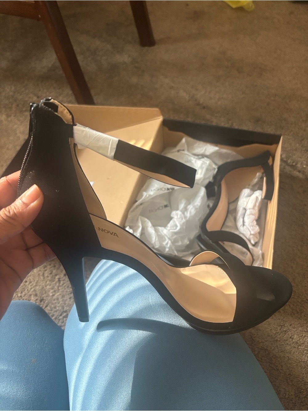 Fashion Nova Black High Heel Open-Toe - Picture 4 of 10